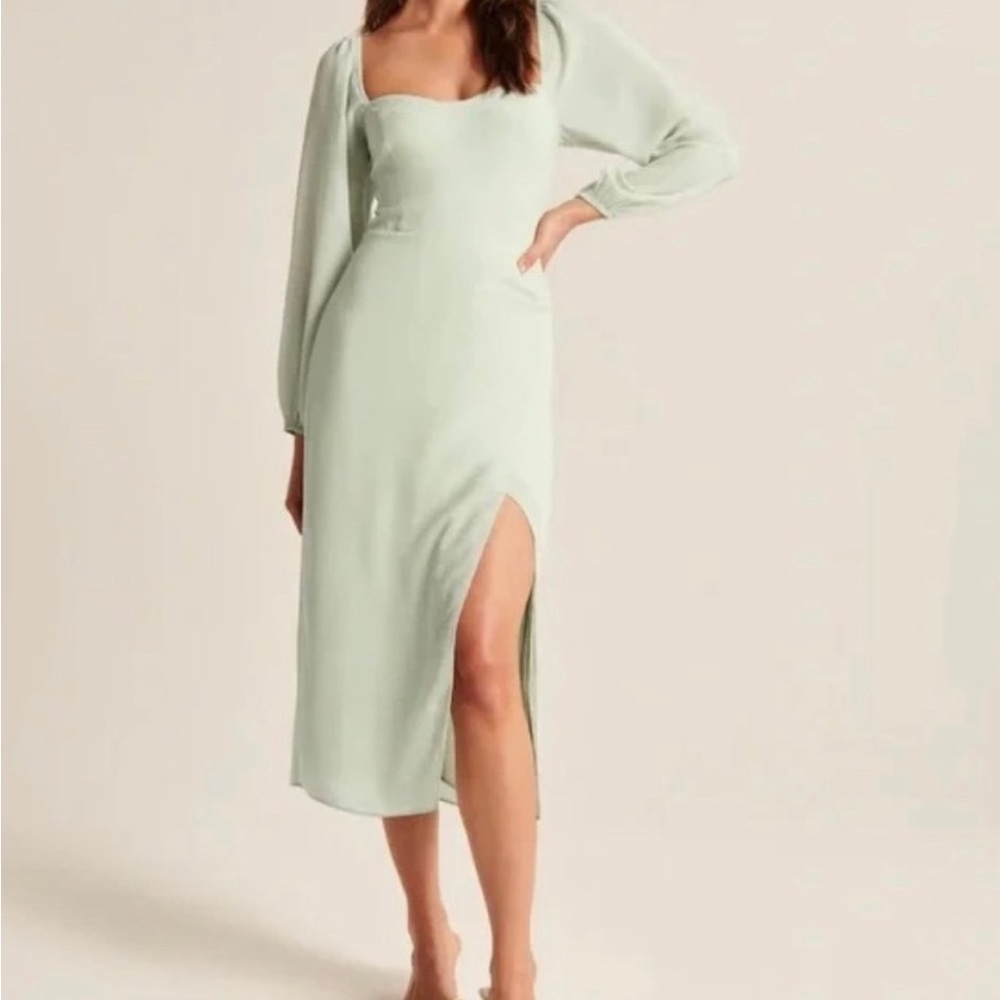 NWT Abercrombie and Fitch Sea-foam Green Midi Drape Skirt Dress Size M